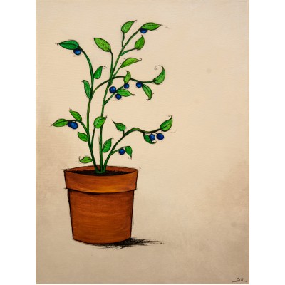 Reproduction de la toile "Plant de bleuet" de Marie-Sol St-Onge